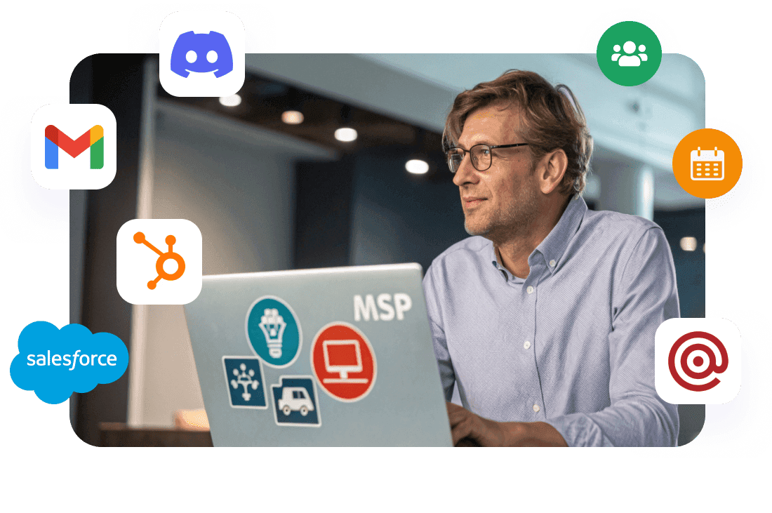 Latenode workflow automation platform for MSPs showing connected integrations and automated workflows